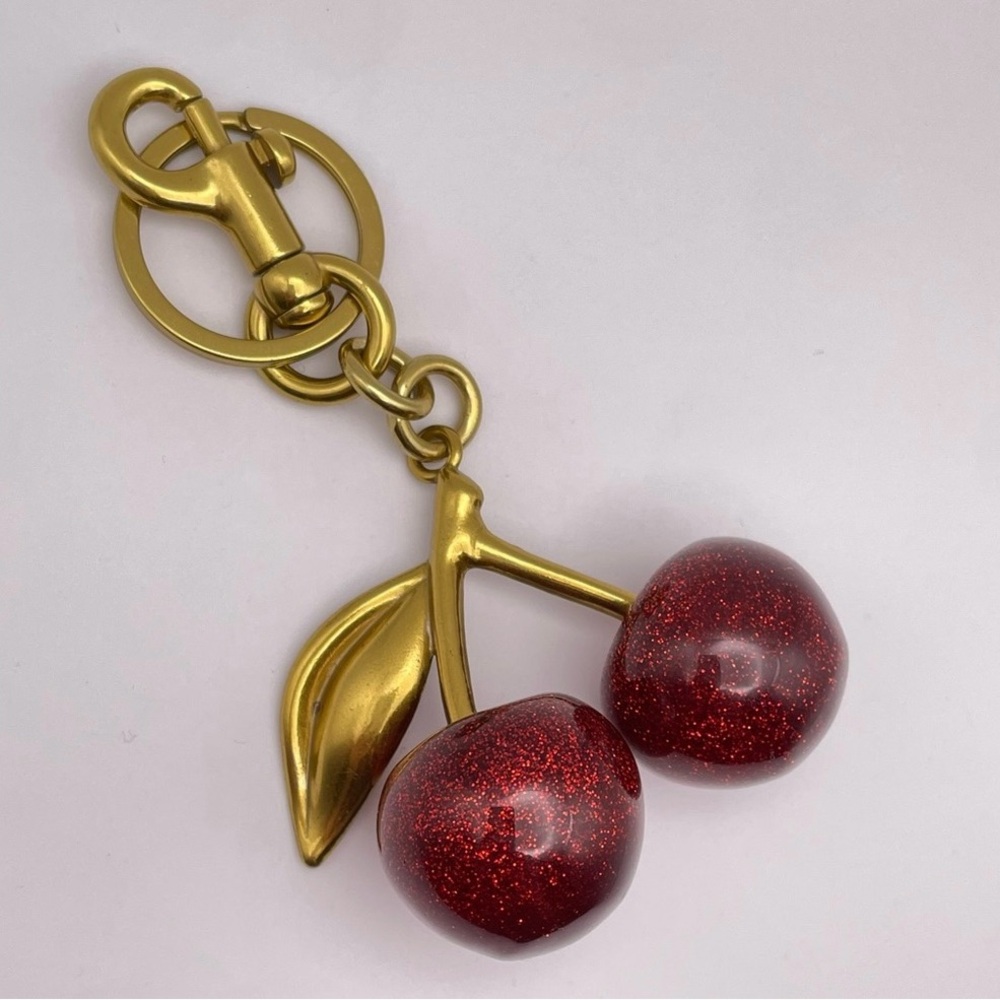 Gold and Red Cherry Keychain with shimmer